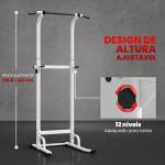 Barra de Elevações com Altura Ajustável 176,5 - 227 cm Resistente Máquina de Elevações Multifuncional Branco