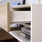 Conjunto de 2 Mesas de Cabeceira Flutuantes com 1 Gaveta e Prateleira Aberta 46x30x30 cm Carvalho e Branco