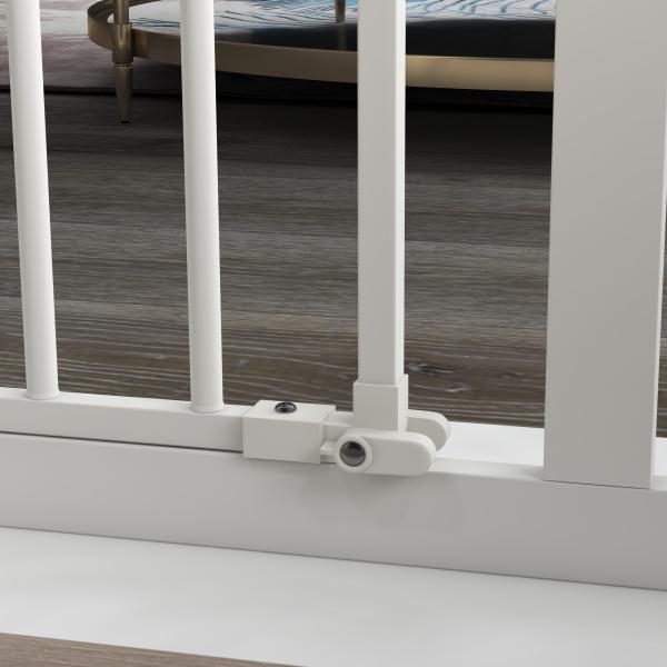 Barreira de Segurança para Cães 74 - 94 cm com Extensão, Montagem por Pressão e Bloqueio Duplo, Branco
