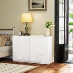 Cómoda com 6 Gavetas de Madeira Cómoda de Dormitório Cómoda Branca Estilo Moderno 112x34x75 cm Branco Brilhante