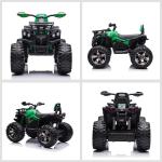 Quadriciclo Elétrico 12V para Crianças de 3 - 5 Anos com Farol Música Pneus de Suspensão Botões Avance e Retrocesso Veículo Elétrico a Bateria 100x65x73cm Verde
