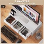 Suporte Elevatório para Monitor de Secretária com 3 Gavetas para PC e Portátil 51x24x13 cm Branco