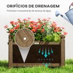 Floreira de Madeira Elevada para Cultivar Plantas Flores Ervas Floreira Retangular 60x39x37 cm Castanho Escuro