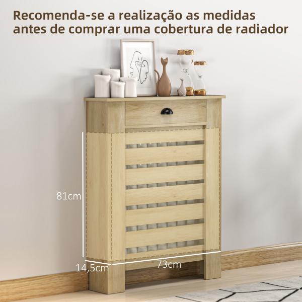 Cobertura para Radiador com Gaveta Cobertura para Radiador de MDF para Sala de Estar Dormitório Corredor 78x19x95,5 cm Carvalho