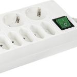 Base 3 Tomadas Schucko, 6 Tomadas Euro + Interruptor (5 mts)