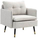 Poltrona Sala de Estar Poltrona Relax com Apoio para os Braços Assento Acolchoado e Pés de Aço 76x68x80 cm Creme