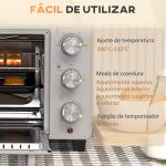 Mini Forno Elétrico 21L 1400W com Temporizador até 60min e Temperatura Ajustável até 230℃ 46x38,5x29 cm Prata