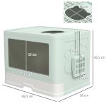 Caixa de Areia para Gatos Amovível com Pá Escova 2 Portas Entrada Principal e Saída Superior 48,5x38x36,5 cm Verde Claro