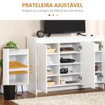 Móvel Aparador com 3 Portas Prateleiras Ajustáveis ​​e Suporte com Fecho Suave para Televisores 120x35x85 cm Branco