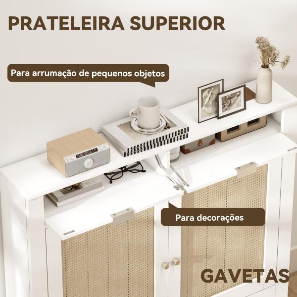 Cobertura para Radiador com Portas Rebatíveis e Vime Proteção Radiador de MDF 111x19x95,5 cm com Compartimento Desenho Boémio Branco