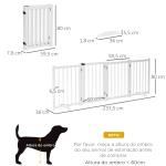 Barreira para Cães Dobrável Barreira para Cães Pequenos e Médios de 4 Painéis com Porta para Escadas e Corredores 237,5x36x80 cm Branco