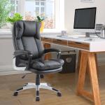 Cadeira de Escritório Giratória Cadeira de Escritório Ergonómica com Apoio para os Braços e Altura Ajustável 66x71x110 - 120,5 cm Preto