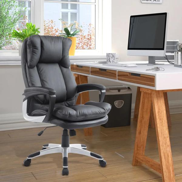 Cadeira de Escritório Giratória Cadeira de Escritório Ergonómica com Apoio para os Braços e Altura Ajustável 66x71x110 - 120,5 cm Preto
