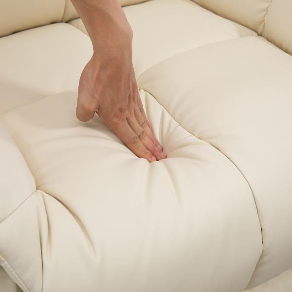 Poltrona de Massagem Poltrona Relax Reclinável com 8 Pontos de Massagem Controlo Remoto Estofada em PU 94x99x99 cm Creme