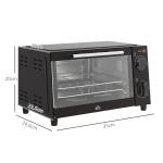 Mini Forno Elétrico 9L com Temperatura Ajustável até 230°C Temporizador 60 min e Bandeja para Assar 35x24,6x20 cm Preto