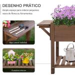 Horta Vertical com Prateleira Horta Elevada de Madeira Maciça para Cultivo de Flores Verduras Ervas 123x54x74cm Marrom