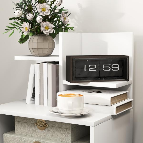 Mesa de Cabeceira de Madeira Moderna com Gaveta e Prateleiras de Armazenamento 45x35x73 cm Branco