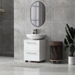 Móvel Sob Lavatório com Gaveta e Armário com Porta Corte em U para Lavatório sem Pedestal 41,5x35,5x59 cm Branco