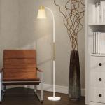 Candeeiro de Pé LED com Altura Ajustável Ecrã Interruptor para Sala de Estar Escritório Quarto 49x21x127 - 160 cm Branco e Dourado