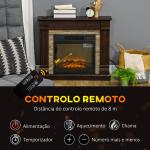 Lareira Elétrica 1800W com Efeito de Chama Realista e Proteção Contra Superaquecimento 80x21,6x67,8 cm Marrom