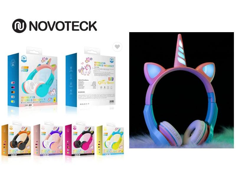 XY - 212 AURICULARES BLUETOOTH FORMATO UNICORNIO RGB - Amarela