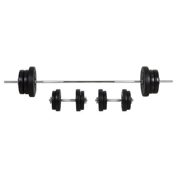 Conjunto de Barras de Pesos com 14 Discos de Pesos Intercambiáveis até 55kg Conjunto de Pesos e Barras Ajustáveis para Culturismo Treinamento Fitness em Casa Academia Preto