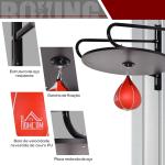 Pera de Boxe com Suporte de Parede com Plataforma Ajustável em Altura Suporte Giratório e Insuflador 60x73x80 cm Vermelho e Preto