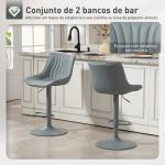 Conjunto de 2 Bancos de Bar Bancos Altos de Cozinha Giratórios com Altura Ajustável e Couro Sintético 47,5x54x92 - 110 cm Cinzento