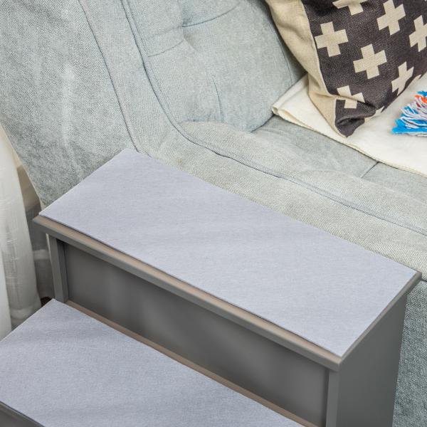 Escada para Animais de Estimação de 4 Degraus Escada para Cães e Gatos com Tapetes Antideslizantes Removíveis 40x59x54,2 cm Cinza