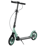 Trotinete Dobrável com Guiador Ajustável Rodas Grandes de 200mm Amortecimento e Travão Carga Máxima 100kg 91,5x36,5x91 - 104cm Verde