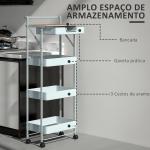 Carrinho Auxiliar com Rodas de 4 Níveis Carrinho de Cozinha com 1 Gaveta e 3 Cestos Carrinho Organizador 45x29,5x117,5 cm Verde