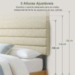 Cabeceira de Cama 140 cm Altura Ajustável em 3 Níveis 106/116/126 cm Estofada em Linho Bege