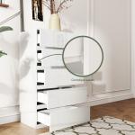 Cómoda com 5 Gavetas de Madeira Cómoda de Dormitório Cómoda Branca Estilo Moderno 55x33x80 cm Branco Brilhante