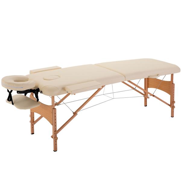 Marquesa de Massagem Dobrável Marquesa com Altura Ajustável 61 - 87 cm para Utilização Profissional 185x60 cm Creme