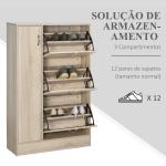 Sapateira com 3 Portas para até 12 Pares de Sapatos com Prateleira Ajustável em até 2 Níveis 79x26x120cm Madeira