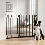 Barreira de Segurança para Cães Extensível para Escadas e Portas 75 - 115 cm com 2 Extensões e 10 - 20 cm Altura 76 cm Preto