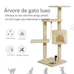 Árvore Arranhador para Gatos com 4 Níveis Poste de Sisal Caverna Plataformas e Brinquedos Divertidos 75x40x112 cm Bege