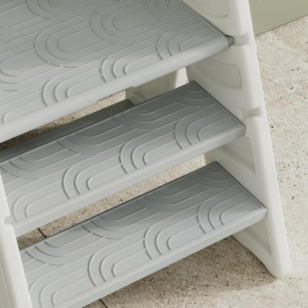 Banco para Crianças Dobrável Torre de Aprendizagem Escada para Crianças Antiderrapante 46,5x47x61,5 cm Cinza e Branco
