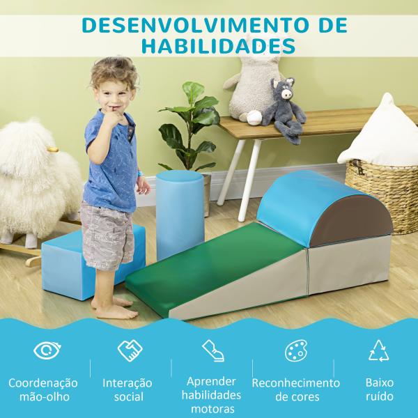 Conjunto de 5 Blocos de Psicomotricidade para Crianças Blocos de Construção Brinquedo para Aprendizagem Multicor