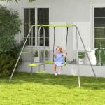 Baloiço para Crianças Baloiço Jardim com 1 Baloiço Simples 1 Planador e Anti - UV 255x160x180 cm Cinza e Verde