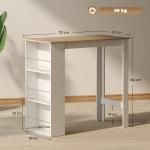Mesa de Bar de Bistrô com 3 Prateleiras com Suporte Estilo Moderno para Cozinha e Sala de Jantar 112x57x106 cm Branco