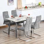 Conjunto de 4 Cadeiras de Sala de Jantar Estofadas em Veludo com Assento Acolchoado e Pés de Metal Cadeiras Cantilever Modernas 45x61x98cm Cinza