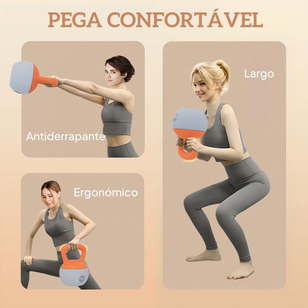 Kettlebell de kg Pesa Russa Preenchida de Areia Metálica e Alça Antiderrapante para Treino em Casa Ginásio Ø21x30 cm Laranja