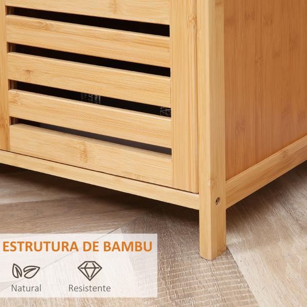 Aparador de 3 Portas Aparador em Bambu com Estantes para Sala de Jantar Cozinha Entrada 100x35x82 cm Madeira