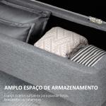 Banco de Armazenamento Estofado em Linho com Tampa Abatível e Pés de Aço Carga Máxima 150kg 101x38,5x44,5 cm Cinza