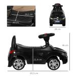 Carro Andador para Crianças com Faróis Música Buzina Volante Compartimento de Armazenamento 63,5x28x36 cm Preto
