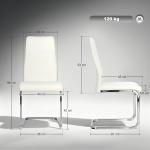 Conjunto de 4 Cadeiras de Sala de Jantar com Assento Acolchoado e Pés de Metal Cadeiras Cantilever Modernas 45x61x98 cm Creme