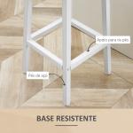 Conjunto de 2 Bancos Altos de Cozinha Bancos de Bar com Pés de Aço e Apoio para os Pés 32,5x32,5x65cm Madeira e Branco