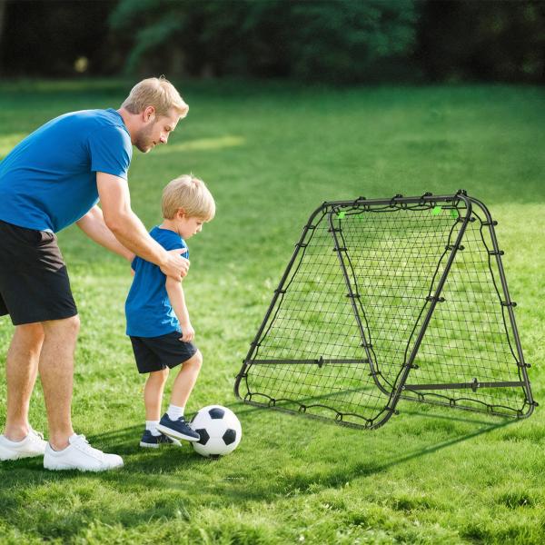 Rede de Rebote Dobrável para Treino Desportivo Ajustável em 5 Níveis de Ângulo com Tubo de Aço 100x95x90 cm Preto