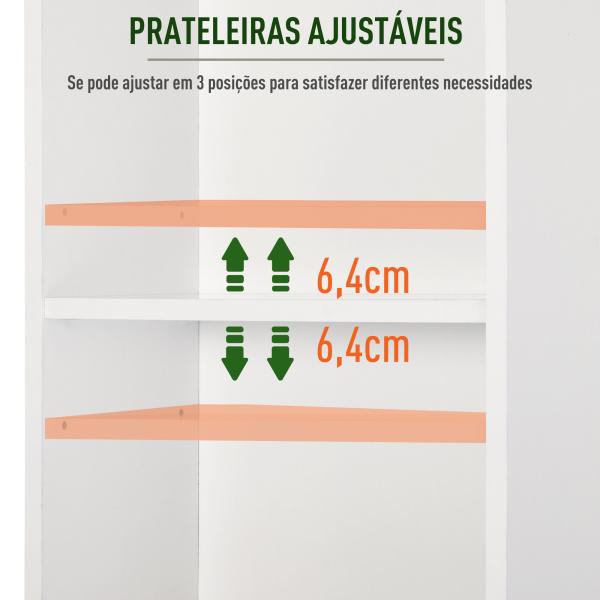 Coluna Casa de Banho com 1 Porta 3 Prateleiras Abertas e Prateleira Interior Ajustável 34x20x165cm Branco